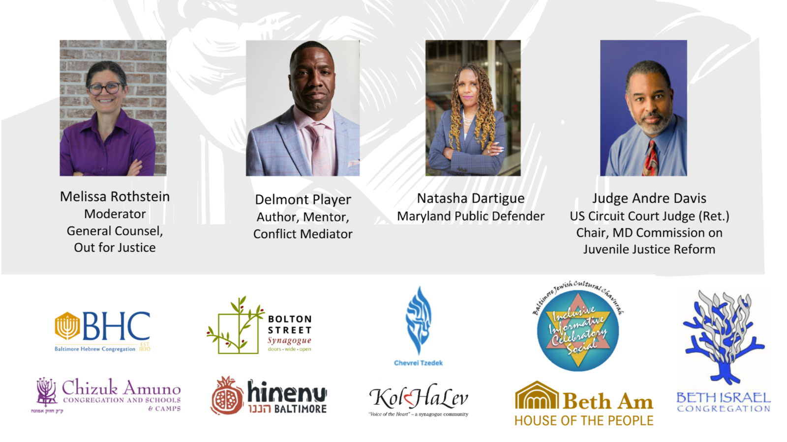 Photos of speakers referred to in text above, along with logos for sponsoring organizations