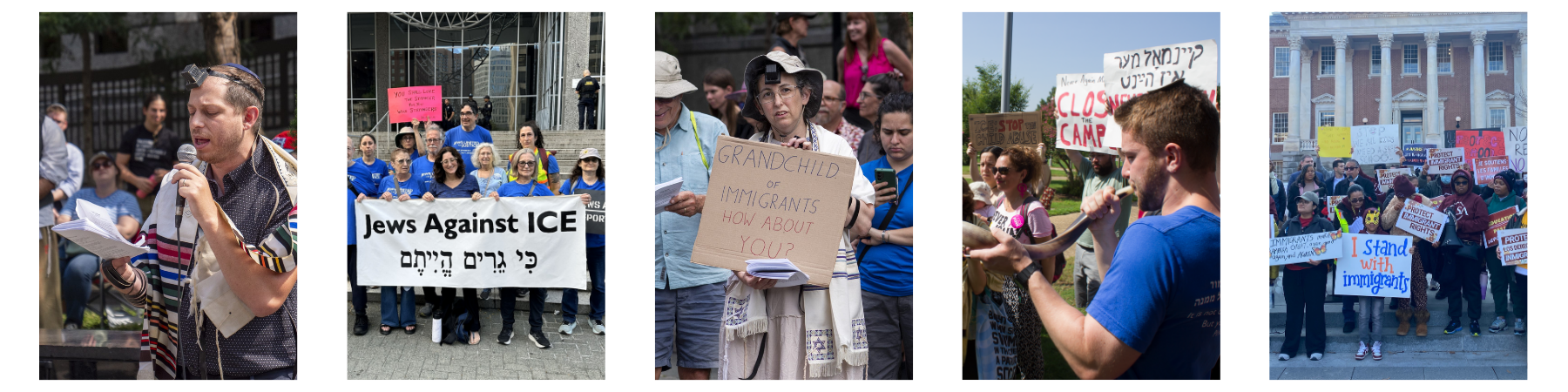 JUFJers protesting at immigrant justice rallies