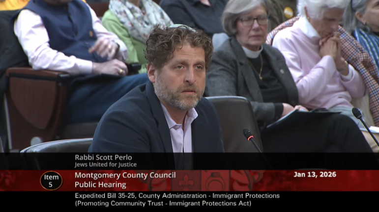 Rabbi Scott Perlo testifying in front of the Montgomery County Council